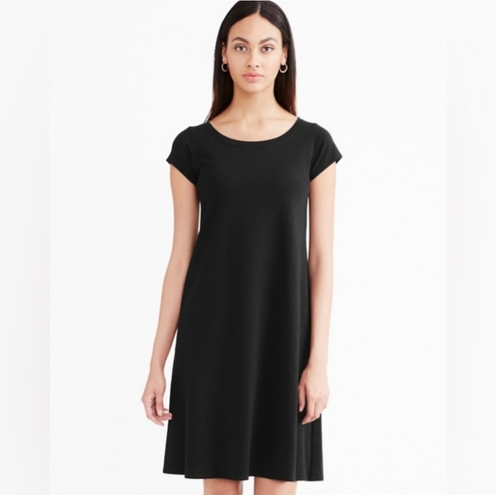 Eileen Fisher Ballet Neck Cap Sleeve Classic Black Women's Dress, S - Picture 4 of 4